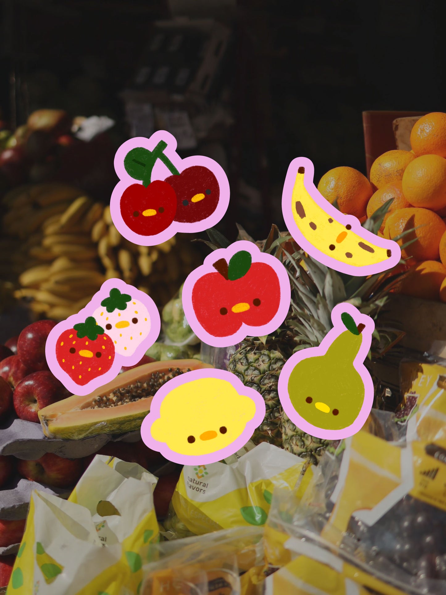 silly fresh fruit 🍎 sticker flakes
