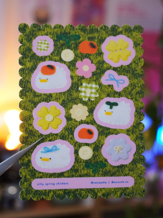 silly spring 🪿🍀 sticker sheet