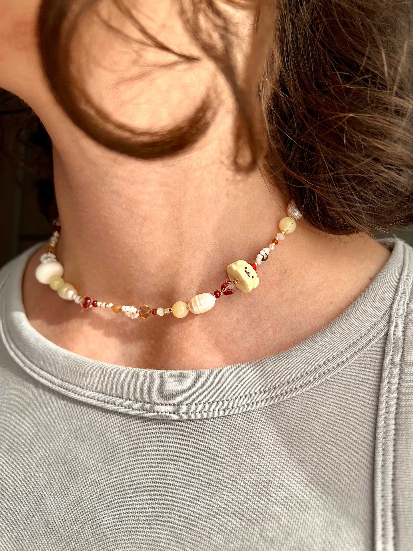 purin sweet treat 🍮 necklace (18k gold plated)