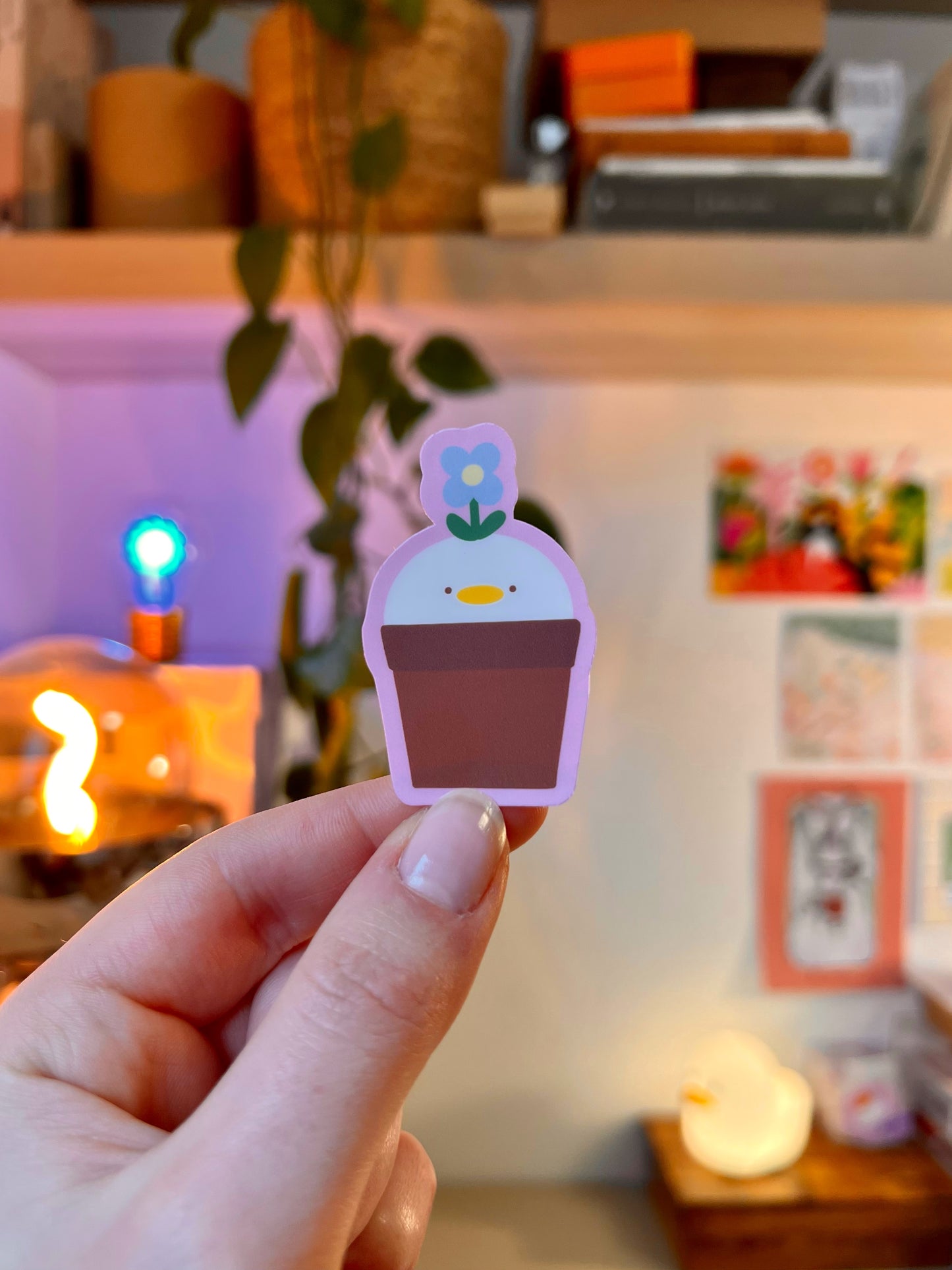 blue potted duck 💠 sticker
