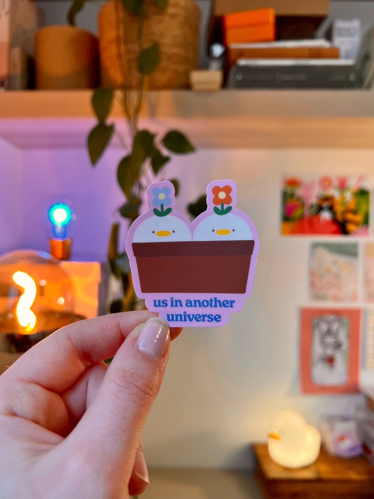 us in another universe - potted ducks 🌸 sticker