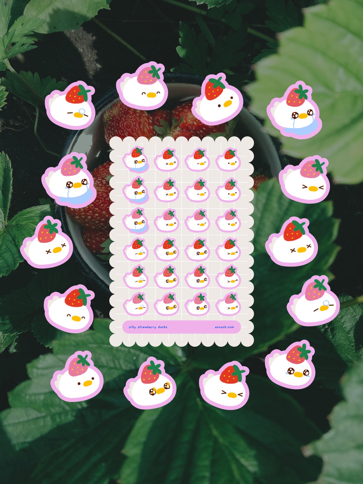silly strawberry ducks 🪿🍓 sticker sheet