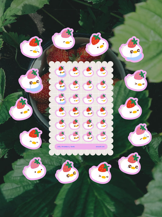 silly strawberry ducks 🪿🍓 sticker sheet